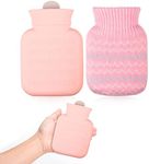 Mini Hot Water Bottle,Reusable and Small Lovely Mini Water Bottles Hand Feet Warmers Portable Removable and Washable Knit Bottle Covers for Hot and Cold Compress,Neck and Shoulder Pain Relief