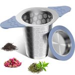 Tea Strainer for Loose Tea, 304 Stainless Steel Tea Infuser Basket with Dual Silicone Handles & Lid, Tea Filter Fine Mesh, Tea Strainers for Loose Tea, Tea Diffusers