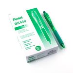 Pentel Wow! Retractable Ballpoint Pen, Everyday Writing, Office Supplies, School Supplies, 1.0mm Bold Point, Green Ink, BK440-D, Box of 12