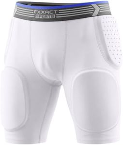 Exxact Sports Rebel 5-Pad Youth Football Girdle with Cup Pocket, Lightweight Padded Compression Shorts with Integrated Hip, Thigh, Tailbone Pads, Boys Girdle Football (White, YM)