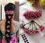 PENGIRL Artificial Flower For Hair Veni Gajra Brooch Bridal Accessories/Wedding Accessories For Women | Pack Of 1 | Pink & Gold