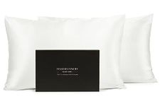 Fishers Finery 30mm 100% Pure Mulberry Silk Pillowcase 2 Pack, Quality Tested (White, Queen, 2 Pack)