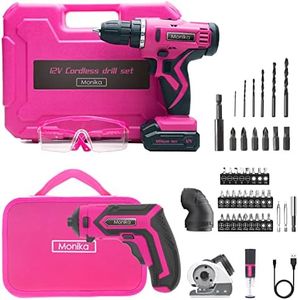 Monika Pink Tool Combo Cordless Drill Driver ELectric Cutter Bottle Opener Screwdriver