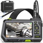 Teslong NTS500 Dual Lens Endoscope with Light, 5" Monitor Industrial Borescope Waterproof Inspection Camera with 0.21in Front & Side-View Double Lens, 9.8FT Probe, 5inch IPS LCD Screen & Carrying Case