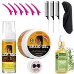 Strong Hold Braid Gel Braid Mousse Tames Frizz Smoothing Gel Good for Twist, Locs, Braids, Cornrows Extra Hold Braiding Gel & Edge Control (Hair Oil Edge Control Hair Combs Hair Bonnet)