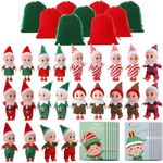 Liliful 66 Pcs Baby Christmas Elf Doll Set, with Tiny Elf Doll Christmas Card Velvet Bags, Girl and Boy Xmas Twins Dolls Miniature Gift Elves for Operation Christmas Xmas Decoration, Advent Calendars