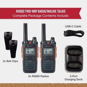 Cobra RX680 Walkie Talkies 2-Pack – Long Range, Rechargeable