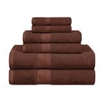 Superior Rayon from Bamboo and Cotton Bathroom Towels, Velvety Soft and Super Absorbent, Hotel & Spa Quality 6 Piece Towel Set with 2 Bath Towels, 2 Hand Towels, and 2 Washcloths - Cocoa