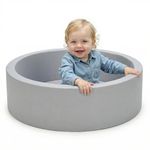 Wilwolfer Ball Pit for Toddlers: Foldable Baby Ball Pit - Round Soft Play Ball Pool - Foam Ball Pit For Baby - Soft Memory Foam - Indoor/Outdoor (Grey)