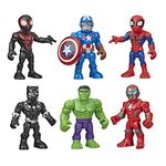 Playskool E98615L00 Iron Marvel Super Hero Adventures 12.5 cm Action Figures 6 Pack Includes Spider-Man and Hulk Age 3+, Black