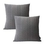 Booque Valley Gray Pillow Covers, Pack of 2 Super Soft Stretchy Pilling-Resistant Modern Cushion Covers Farmhouse Decorative Throw Pillow Cases for Sofa Bed Car Chair, 18 x 18 inch(Grey)