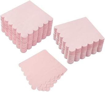 100 Pack Cocktail Napkin 2-Ply Scalloped Edged Disposable Dessert Napkins Sage Green Folded 5 x 5 Inches for Dinner Wedding Baby Shower Birthday Party Bridal Anniversary Reception Event (100, Pink)