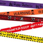 5PCS Halloween Caution Tape Decorations, Fright Warning Tape for Indoor Outdoor, Danger Scary Banner Party Decor for Zombie Haunted Houses