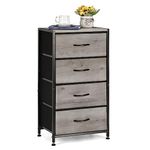 LIANTRAL Dresser with 4 Drawers, Fabric Dressers Storage Drawers, Sturdy Steel Frame & Wood Top, Dressers for Bedroom, Hallway, Entryway, Closets, Light Grey