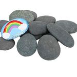 18 Pieces Flat Pebbles for Painting,2-2.95 inch Smooth Stones for Painting,Flat Pebbles for Crafting,Handpicked Natural Stone Aquarium Decorative Stones