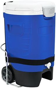 Igloo 5 Gallon Wheeled Portable Sports Cooler Water Beverage Dispenser with Flat Seat Lid, Blue, Model Number: 42256