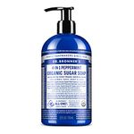 Dr Bronner’s 4-in-1 Organic Peppermint Soap, Made with Organic Oils and Shikakai Powder, For Hands, Body, Face & Hair, Fair Trade Certified & Vegan Friendly, 335ml Recycled Pump Bottle