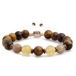 Healing Gemstone Beaded Bracelet with Citrine, Sun Stone and Tiger Eye for Bliss