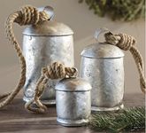 Christmas Cow Bells Harmony Giant Cow Bells Vintage Christmas Decoration Bell Silver Wall Hanging Bell Country Style Rustic Bell Ornaments with Garland for Tree Door Decor Set of 3 (3", 4",5" )