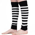 Mysocks Leg Warmers Extra Soft Stylish Fancy Winter 80s Party Dance Striped Long Legwarmers for Women Girls Ladies Striped White Black