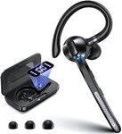 Ngsod Bluetooth Headset Wireless Earpiece with Built-in Mic 400mAh Display Charging Case 55H Playtime, V5.3 Bluetooth Earpiece for Cell Phone Computer, Hand-Free Headphones for Trucker Work