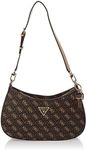 GUESS Noelle Top Zip Shoulder Bag, Brown Logo, One Size