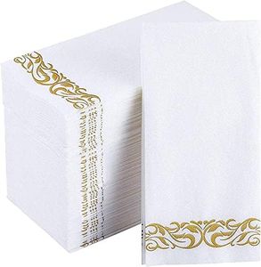 Morgiana Lot de 100 Serviettes Papier Jetables, Essuie Main Salle de Bain, Serviette Or et Blanc pour InvitéS pour DîNer, Mariage, FêTe, NoëL（43 X 30cm）