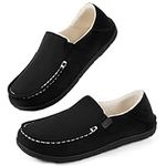 FamilyFairy Women's Moccasins Slippers Cozy Suede Memory Foam Houes Shoes Indoor Outdoor Breathable slippers Black, 8