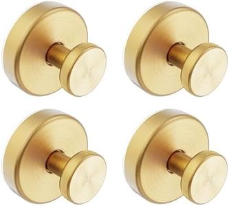 Bntuk Suction Cup Hooks for Shower, Removable Towel Hooks for Bathroom Window Glass Door Wall, Bath Robe Looafh Hook for Hanging - 4 Pack, Gold1