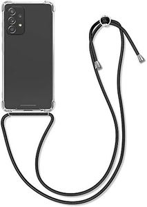kwmobile Crossbody Case Compatible with Samsung Galaxy A52 / A52 5G / A52s 5G Case - Clear TPU Phone Cover w/Lanyard Cord Strap - Black/Transparent