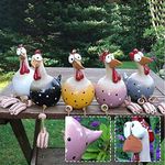 POKSAUAE 5PCS Resin Rooster Outdoor Statues Funny, Waterproof and Does not Fade Suitable Courtyard, Garden, Balcony Decoration