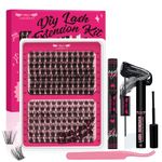 Eyelash Extension Kit with 168 Pcs Individual Lashes Cluster Lashes Bond and Seal Eyelash Applicator Lash Remover DIY Lash Extension Kit Lash Clusters Kit for Beignner(Tender+Glitter Kit)