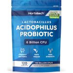 Acidophilus Probiotic Tablets | 6 Billion CFU | Digestive & Gut Health Supplements Lactobacillus Probiotics for Gut Health | Probiotic Supplement for Women & Men | 120 Vegan Tablets | by Horbaach