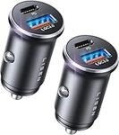 LISEN 2Pack Car Phone Charger USB C Car Charger 54W+54W [USBC 36W+USBA 18W] PD3.0 12V USB Socket Fast Charge [Metal] Cigarette Lighter USB Car Charger Adapter for iPhone 17 Pro Max Air 16 Samsung iPad
