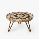 CASA DECOR Wood Resin and Metal Geometrical Candyland Cake Stand - Golden Pizza, Pastry Serving Stand Perfect for Weeding, Parties and Special Occasion