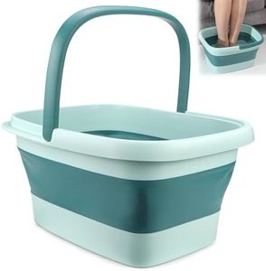 Rierousy Baño de pies plegable, bañera de pies plegable de 15 l de capacidad, baño de burbujas con masaje, bañera de pies, para pies y pedicura, alivio de la fatiga (verde claro)
