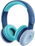 BIGGERFIVE Kids Wireless Headphones, 7 Colorful LED Lights, Kids Bluetooth Headphones with Microphone, 85dB/94dB Volume Limited, Foldable On Ear Heaphones for Kids/Boys/Girls/Fire Tablet/Ipad, Blue