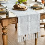 Artoid Mode Boho Light Grey Tassel Table Runner, Farmhouse Style Kitchen Table Decoration Holiday Wedding Party Dinning Birthday Decor 33x183 cm