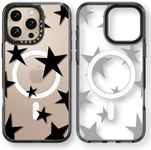 Rosarnnah Magnetic for iPhone 16 Pro Max Magsafe Case Cute - Durable Shockproof 6.6 ft Drop Impact Phone Case - Black Funny Five-Pointed Star Design for iPhone 16 Pro Max 6.9"