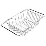 QIWODE Stainless Steel Dish Drainer Plate Rack, Extendable Dish Drying Rack Basket for Fruits Vegetables Pots Bowls Plates and Kitchen Utensils (Style A: Arc net)