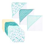 Spasilk 23Piece Essential Baby Bath Gift Set - Hooded Baby Towels & Washcloths - Newborn Boy or Girl, Green Dots