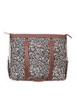 ZOUK Black Floral Printed Handmade Vegan Leather Women's Office Bag for 15.6 inch Laptop with Double Handles - FloMotif
