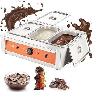 VEVOR Chocolate Tempering Machine, 26.5 Lbs 3 Tanks Chocolate Melting Pot TEMP Control 86~185℉, 1500W Stainless Steel Electric Commercial Food Warmer For Chocolate/Milk/Cream Melting and Heating