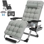 ZENPETIO 29In XL Zero Gravity Chair w/Cushion, Zero Gravity Recliner Lounge Chair for Indoor and Outdoor, Reclining Camping Chair for Lawn, Anti Gravity Chair with Cup Holder and Footrest, 440LBS