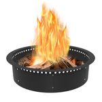 Koutemie Outdoor Smokeless Fire Pit Ring Liner 35-Inch Outer/31-Inch Inner Diameter, Heavy Duty Solid Metal Steel Round Firepit Rim Insert for Outside DIY Campfire Ring Above or In-Ground, Black