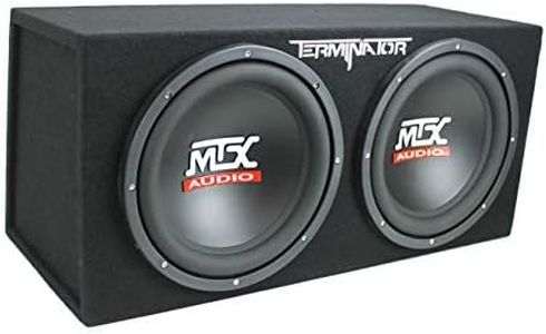 MTX Terminator 12 Inch 1200 Watt 2 Ohm Single Voice Coil Audio Dual Loaded Subwoofer Speaker Box Enclosure for Vehicle Sound System, Black