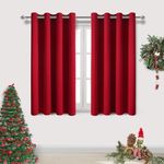 DWCN Red Curtains for Living Room, Blackout Curtains 45 Inch Length, Short Curtains for Small Window, Noise Reducing Thermal Curtains for Bedroom - Red, W52 x L45 Inch, Set of 2
