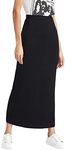 MakeMeChic Women's Solid Basic Below Knee Stretchy Pencil Skirt (X-Large, Black L)