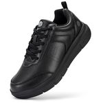 FitVille Mens Wide Fit Smart Casual Shoes Lace Up Oxfords Non Slip Business Dress Shoes Lightweight Walking Sneakers, Black, 9 UK Wide