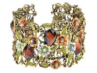 Alilang Antique Hollow Vintage Floral Topaz Crystal Rhinestone Flower Garden Bracelet Bangle Cuff